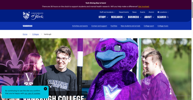 Security scan screenshot of https://www.york.ac.uk/colleges/vanbrugh/