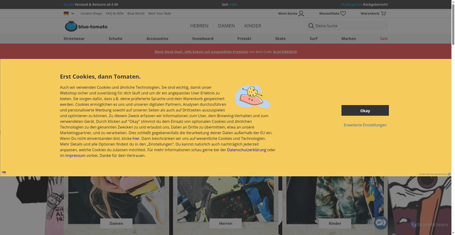 Security scan screenshot of https://www.blue-tomato.com/
