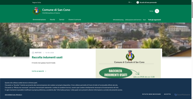 Security scan screenshot of https://comune.sancono.ct.it