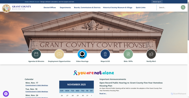 Security scan screenshot of https://www.grantcountywa.gov/