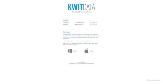 Security scan screenshot of https://kwitdata.se