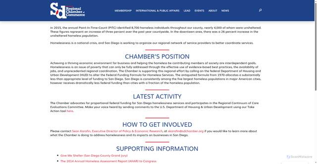Security scan screenshot of https://sdchamber.org/policy/homelessness/