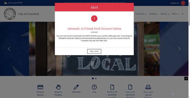 Security scan screenshot of https://crawfordtx.gov/