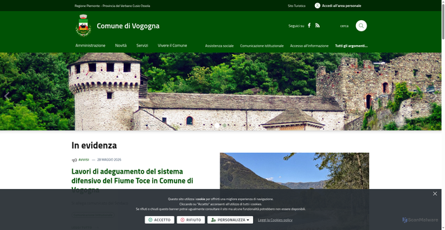 Security scan screenshot of https://www.comune.vogogna.vb.it