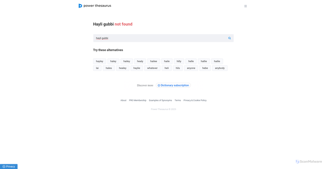 Security scan screenshot of https://www.powerthesaurus.org/hayli_gubbi/broader