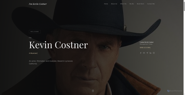Security scan screenshot of https://kevinmcostner.com/