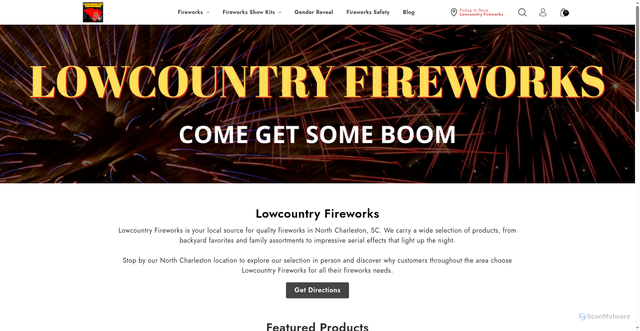 Security scan screenshot of https://lowcountryfireworks.com/