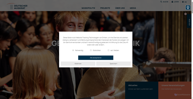 Security scan screenshot of https://www.musikrat.de/