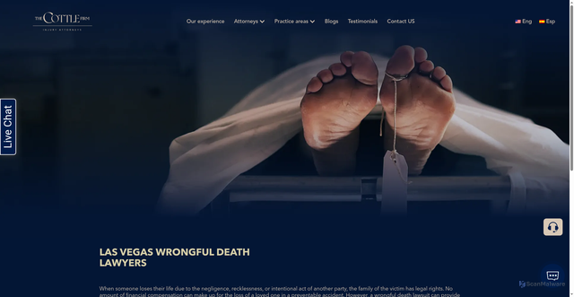 Security scan screenshot of https://cottlefirm.com/las-vegas-wrongful-death-lawyer/