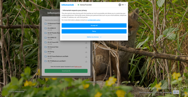 Security scan screenshot of https://www.swisstransfer.com/d/0ac853b5-a743-48a3-92ea-df1fe1a34924