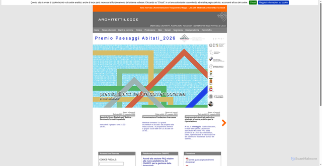 Security scan screenshot of https://www.architettilecce.it
