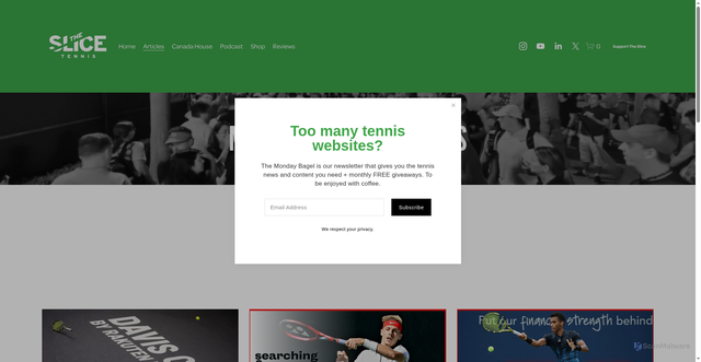 Security scan screenshot of https://www.theslicetennis.com/articles/tag/Denis+Shapovalov