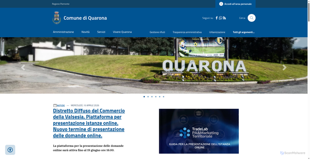 Security scan screenshot of https://www.comune.quarona.vc.it