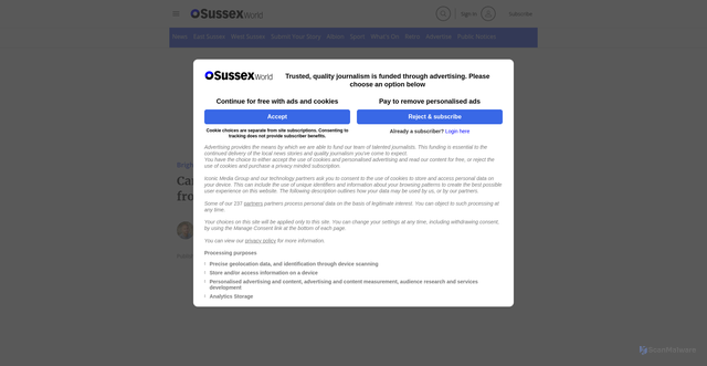 Security scan screenshot of https://www.sussexexpress.co.uk/sport/football/brighton-and-hove-albion/can-chelsea-still-sign-danny-welbeck-from-brighton-after-fa-punishment-8833855