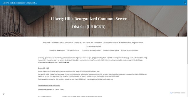 Security scan screenshot of https://sites.google.com/view/lhrcsewerdistrict/home