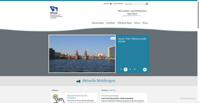 Security scan screenshot of https://www.wsa-spree-havel.wsv.de/Webs/WSA/Spree-Havel/DE/Startseite/startseite_node.html