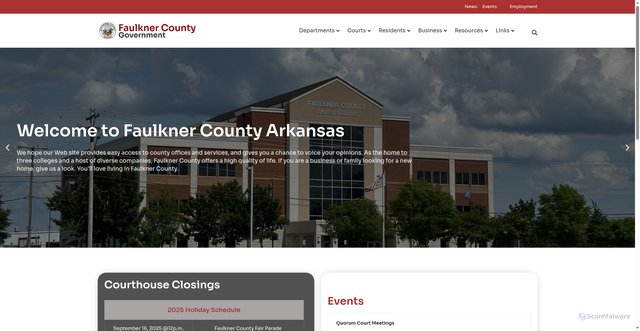 Security scan screenshot of https://www.faulknercountyar.gov/
