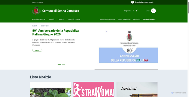 Security scan screenshot of https://www.comune.sennacomasco.co.it