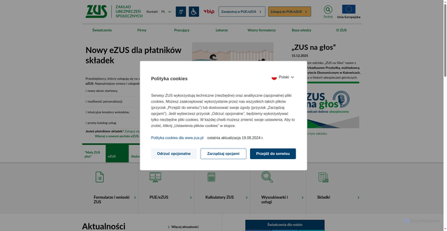 Security scan screenshot of https://zus.pl