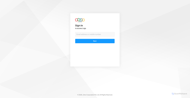 Security scan screenshot of https://agent.zohologs.com