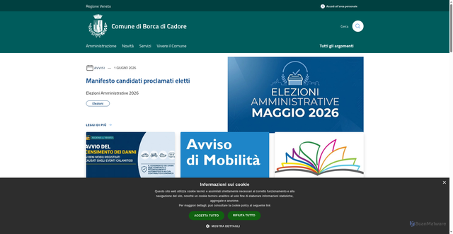 Security scan screenshot of https://www.comune.borcadicadore.bl.it