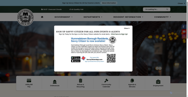 Security scan screenshot of https://hummelstown.gov/