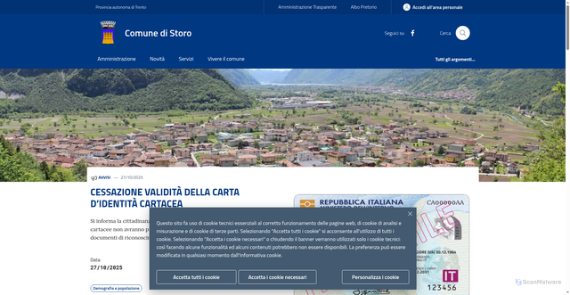 Security scan screenshot of https://www.comune.storo.tn.it/
