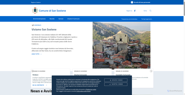 Security scan screenshot of https://www.comune.sansostene.cz.it/