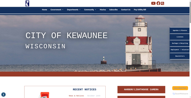 Security scan screenshot of https://cityofkewauneewi.gov/