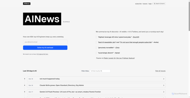 Security scan screenshot of https://news.smol.ai/