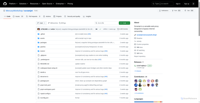 Security scan screenshot of https://nebula.riolubro123.workers.dev/github/scramjet