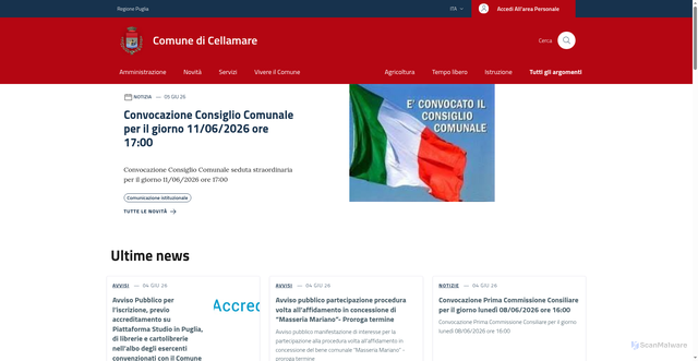 Security scan screenshot of https://www.comune.cellamare.ba.it