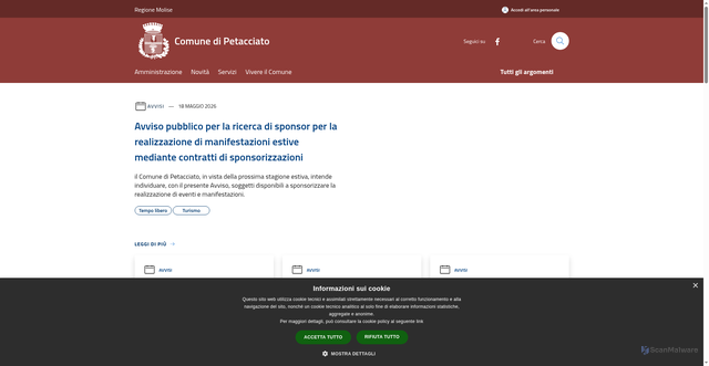 Security scan screenshot of https://www.comune.petacciato.cb.it