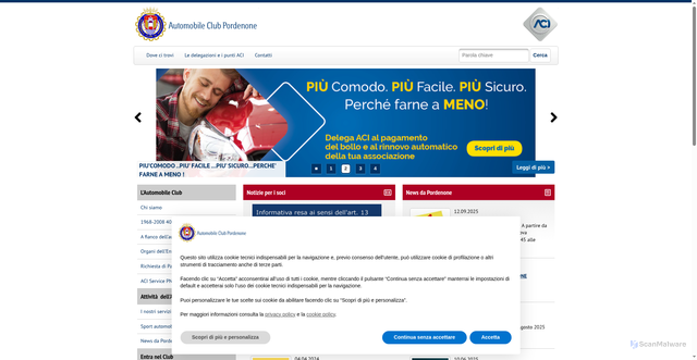 Security scan screenshot of https://pordenone.aci.it/