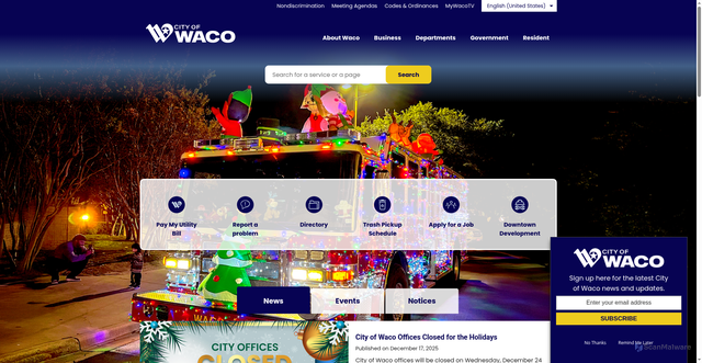 Security scan screenshot of https://www.waco-texas.com//