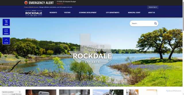 Security scan screenshot of https://rockdaletx.gov/