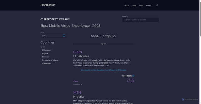 Security scan screenshot of https://qing630.pages.dev/awards/best-mobile-video-experience/?