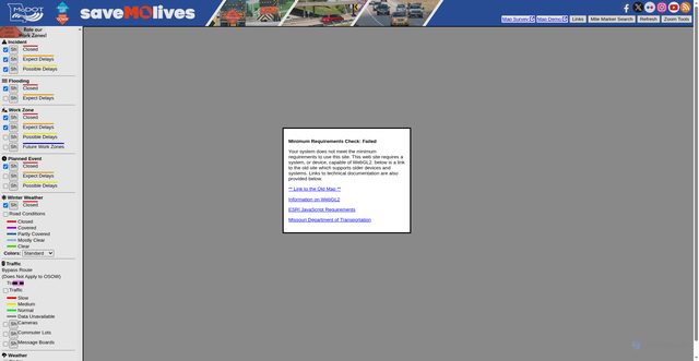 Security scan screenshot of https://traveler.modot.org/