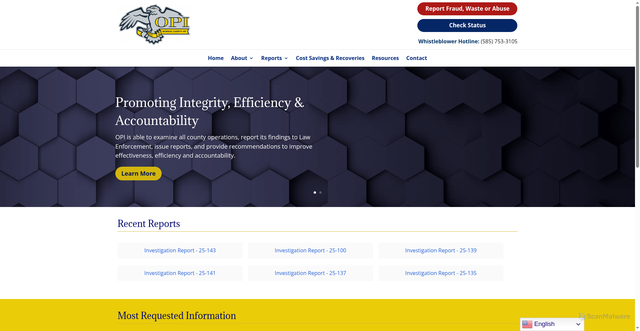 Security scan screenshot of https://monroecountyny-opi.gov/