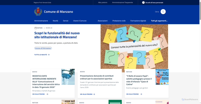 Security scan screenshot of https://www.comune.manzano.ud.it/