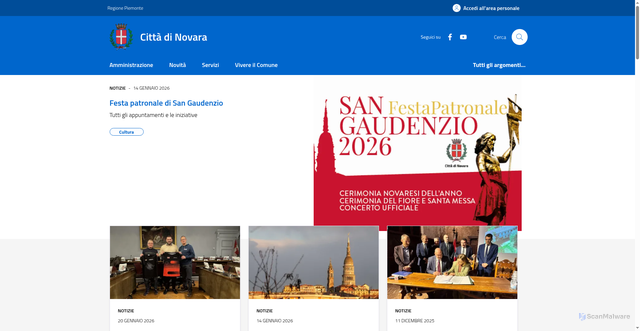 Security scan screenshot of https://www.comune.novara.it/