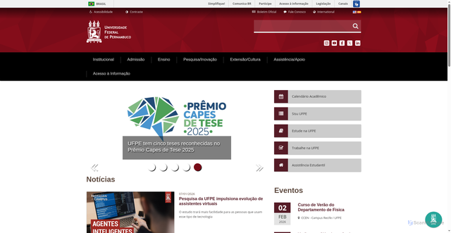 Security scan screenshot of https://www.ufpe.br/