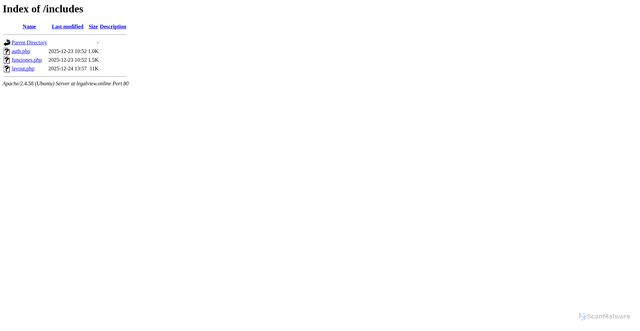 Security scan screenshot of http://legalview.online/includes/
