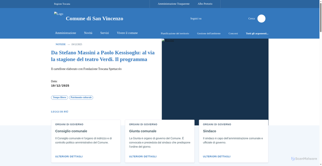 Security scan screenshot of https://www.comune.sanvincenzo.li.it/