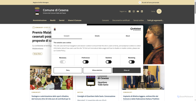 Security scan screenshot of https://www.comune.cesena.fc.it/