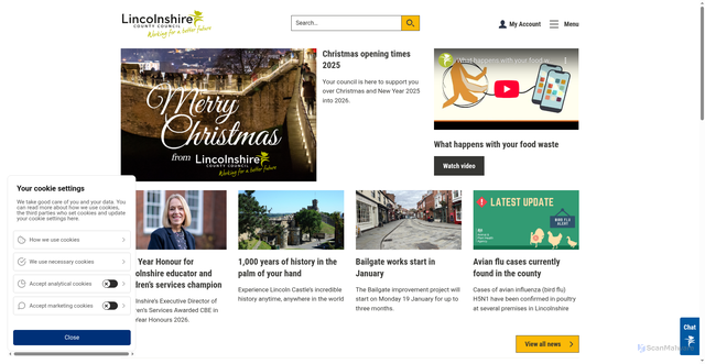 Security scan screenshot of https://lincolnshire.gov.uk