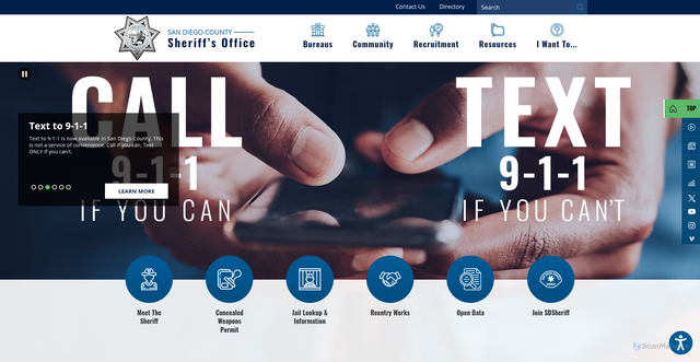 Security scan screenshot of https://www.sdsheriff.gov/