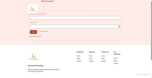 Security scan screenshot of https://quinnara.com/my-account/