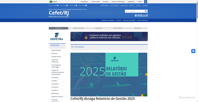 Security scan screenshot of http://www.cefet-rj.br/