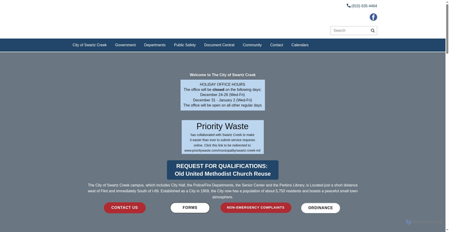 Security scan screenshot of cityofswartzcreekmi.gov